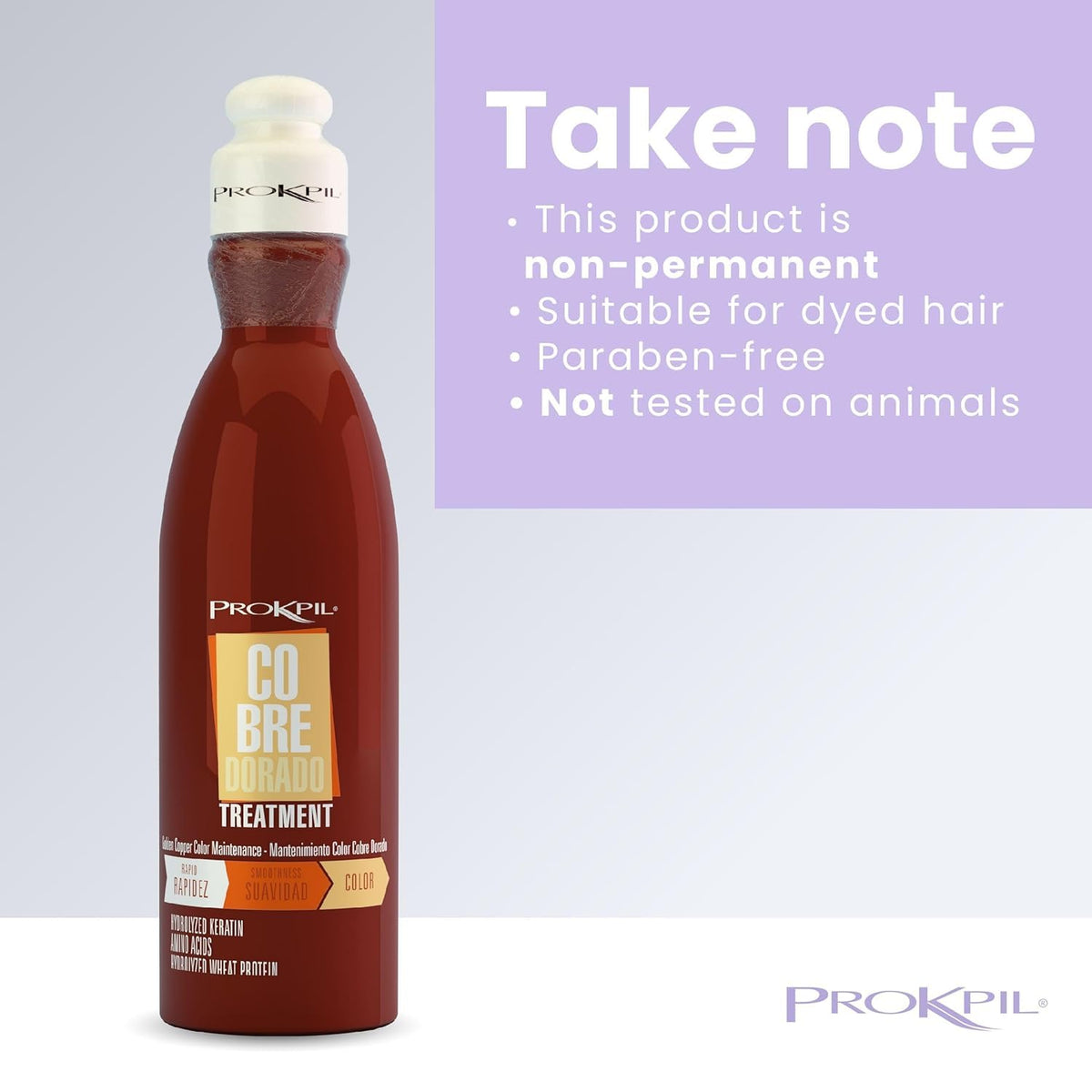 Prokpil label detail showing ingredients and usage guidance for color maintenance