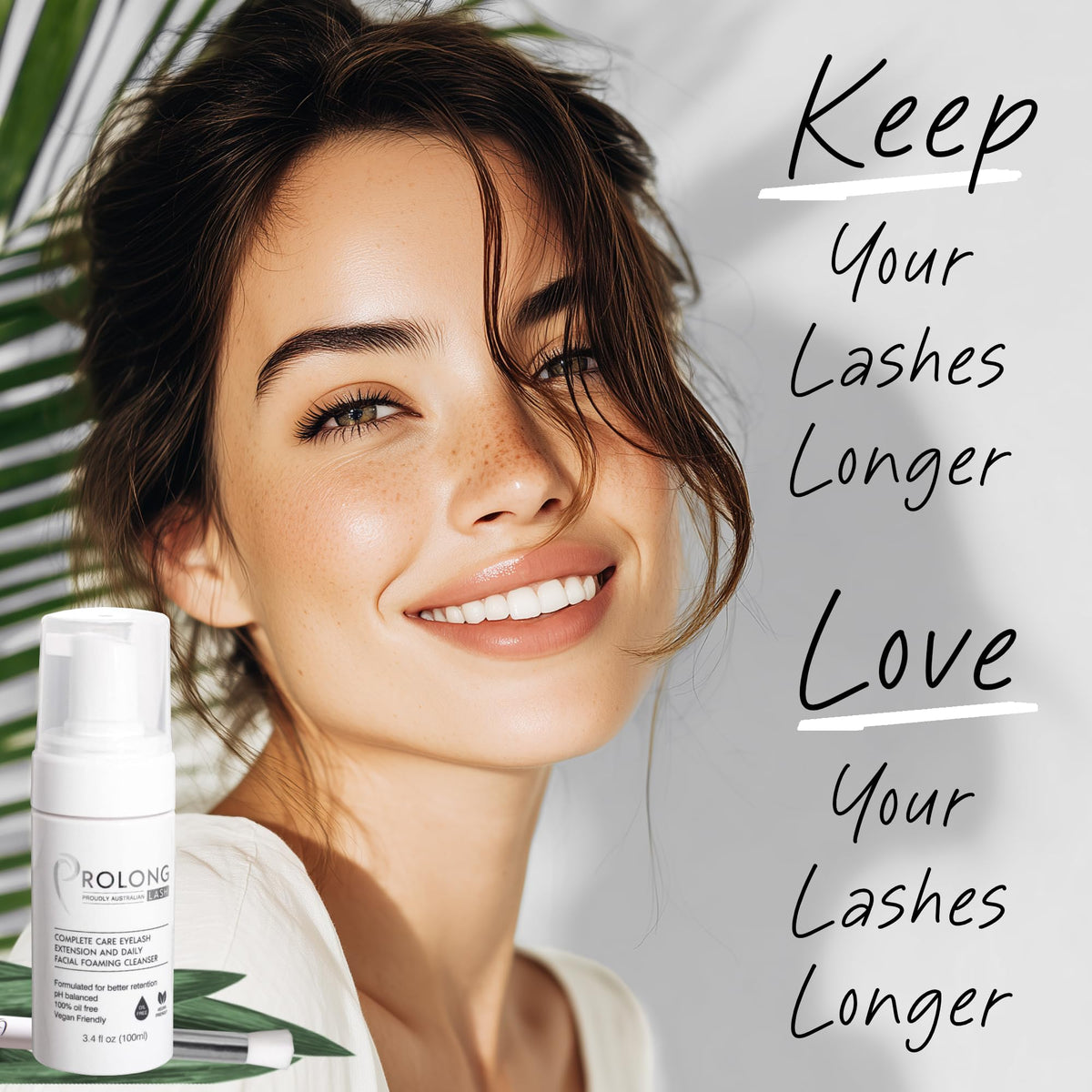 PROLONG LASH foam close-up illustrating gentle lather for effective cleaning