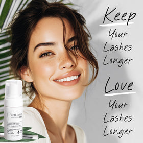 PROLONG LASH foam close-up illustrating gentle lather for effective cleaning
