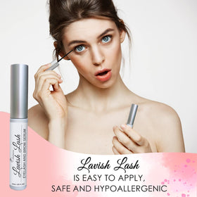 Pronexa Lavish Lash applied to eyelid with applicator, demonstrates targeted follicle coverage