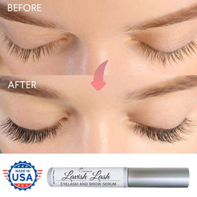 Pronexa Lavish Lash before-and-after schematic, illustrates visible lash length and density gains