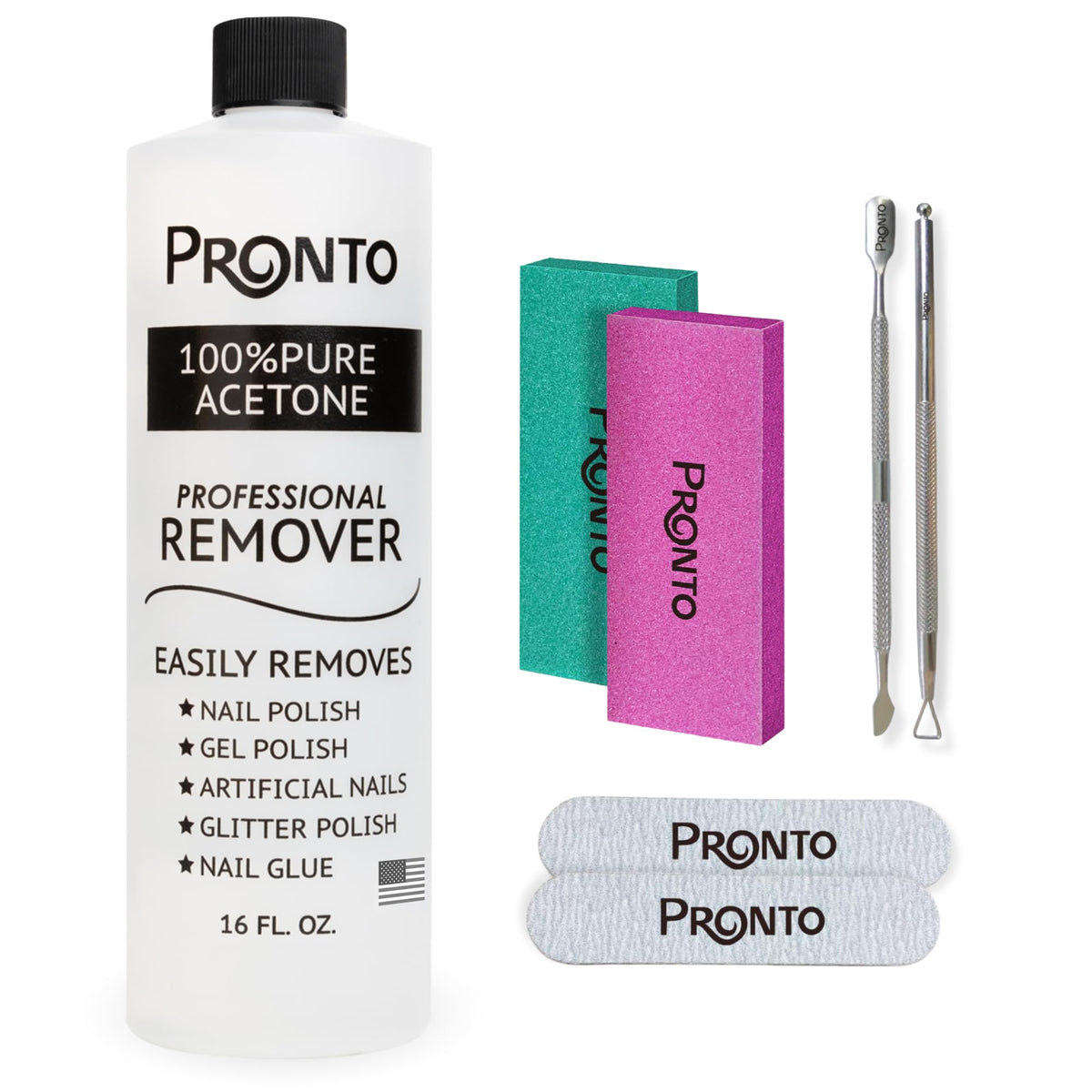 Pronto bottle front label showing formula and volume for effective removal