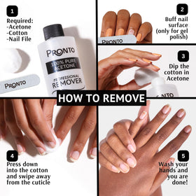 Pronto before-and-after nails showing clean removal and prepared nail beds