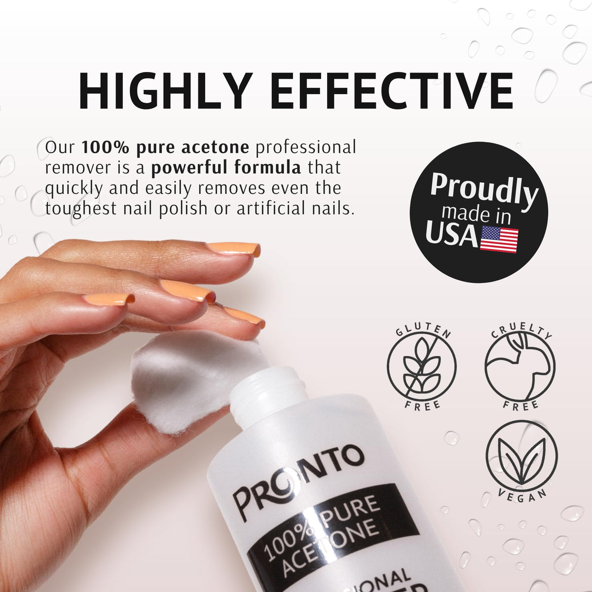 Pronto acetone pouring to demonstrate concentration and fast-dissolving action
