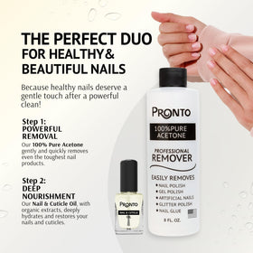 Pronto duo pack with acetone and cuticle oil, convenient combined solution