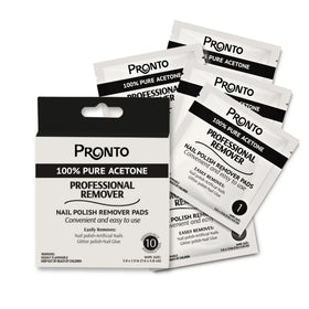 Pronto front packaging showing 10 sealed acetone pads for fast removal