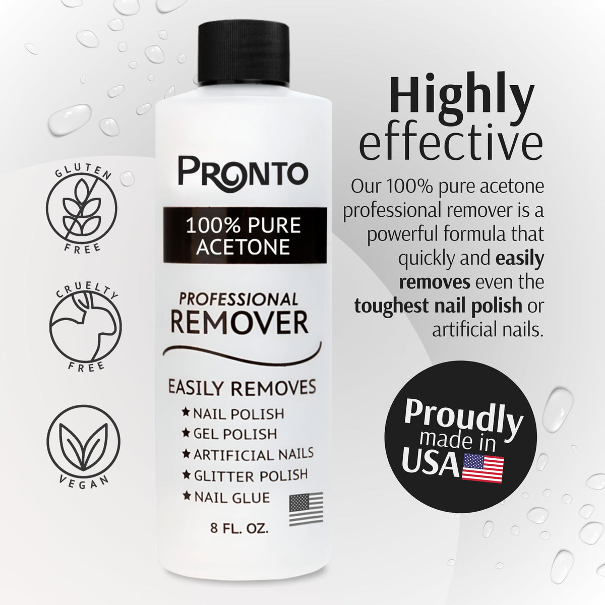 Pronto pouring acetone into dispenser for controlled salon use and convenience