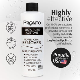 Pronto pouring acetone into dispenser for controlled salon use and convenience
