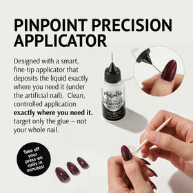 Pronto removing press-on nails in use demonstrating gentle removal