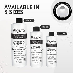 Pronto bottle beside salon dispenser illustrating quick, mess-free use