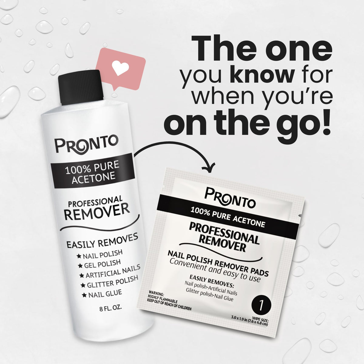Pronto pads on salon table demonstrating clean, portable removal