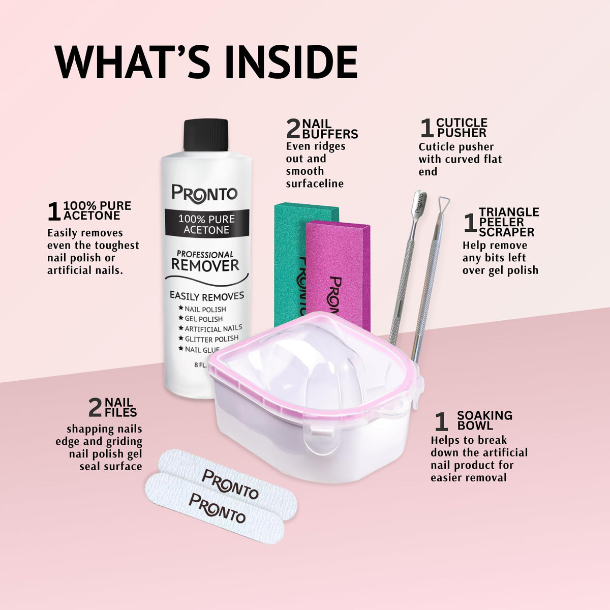 Pronto soak bowl filled with acetone demonstrating safe concentrated soaking