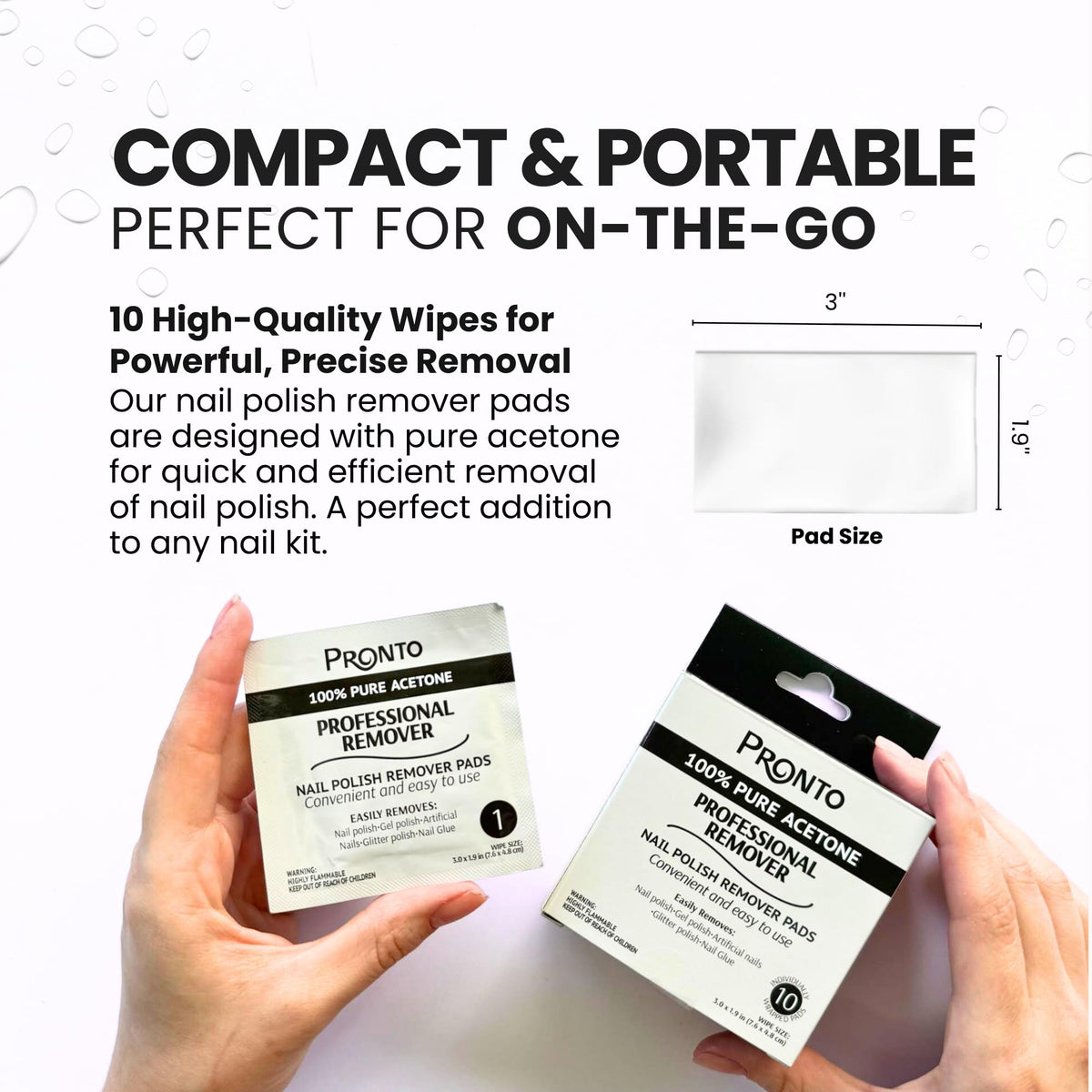 Pronto wipe in hand removing nail polish for quick salon results