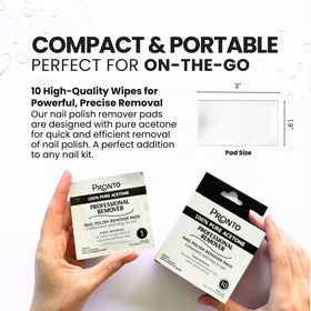 Pronto wipe in hand removing nail polish for quick salon results