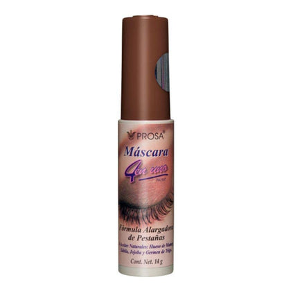 Prosa brown mascara tube front view showing product benefit of natural length