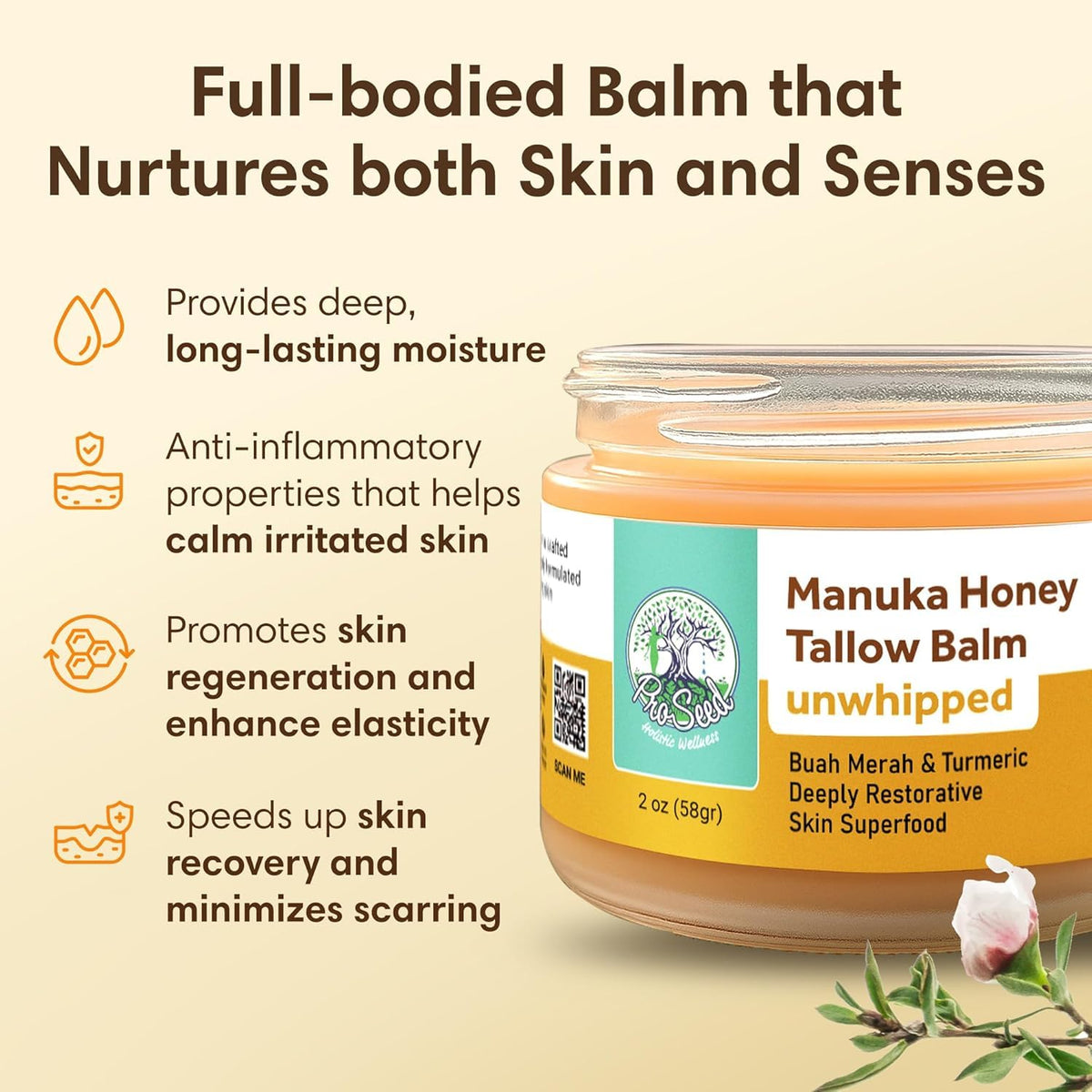 ProSeed Holistic Wellness Manuka honey jar and spoon highlighting natural humectant benefit