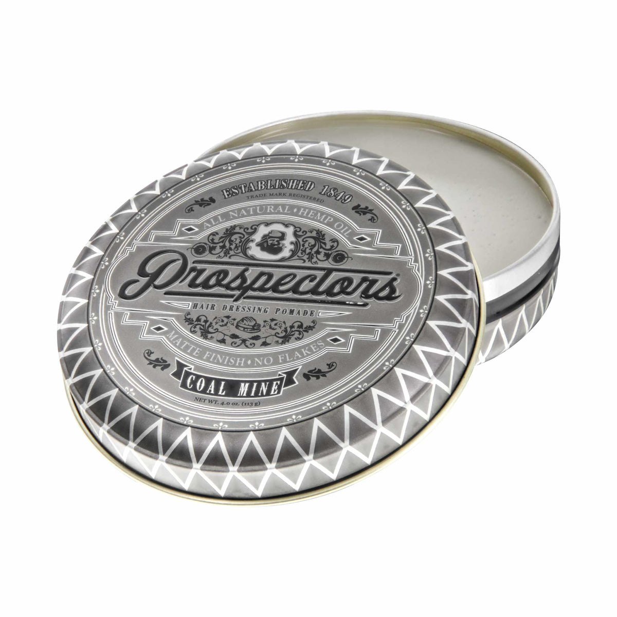PROSPECTORS Coal Mine Pomade texture close-up displaying matte clay and smooth spreadability benefit