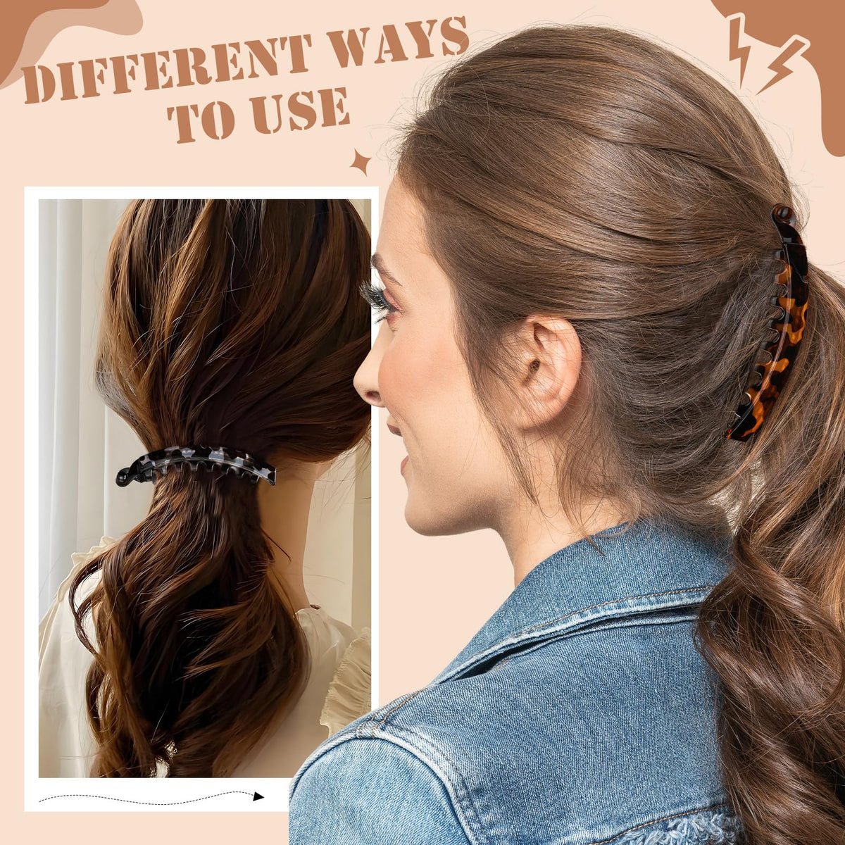 ProSuites clip holding a sleek ponytail on dark hair offering long-lasting hold