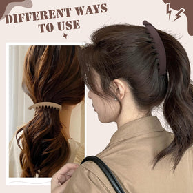 ProSuites clip holding a ponytail demonstrating stable all-day hold