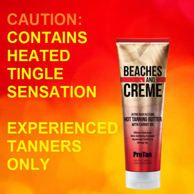 Pro Tan size comparison with hand showing 8.5 oz scale and portability