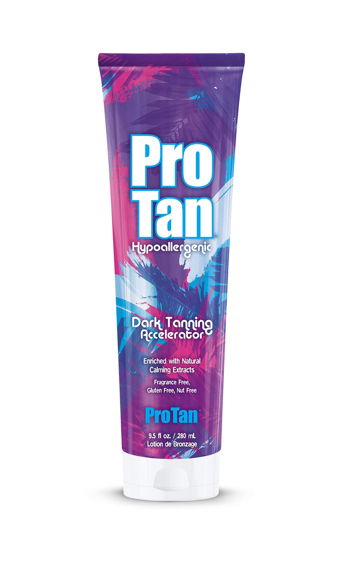ProTan bottle front view, non-greasy formula soothes sensitive skin