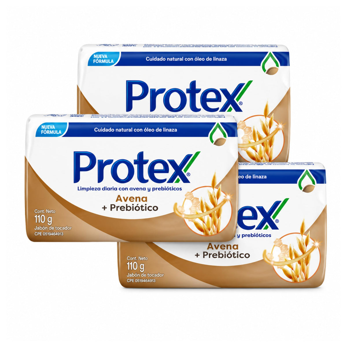Protexx front packaging showing three oat prebiotic bars for convenient daily cleansing
