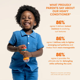 PROUDLY on baby hair during gentle detangling demonstrating reduced tangles