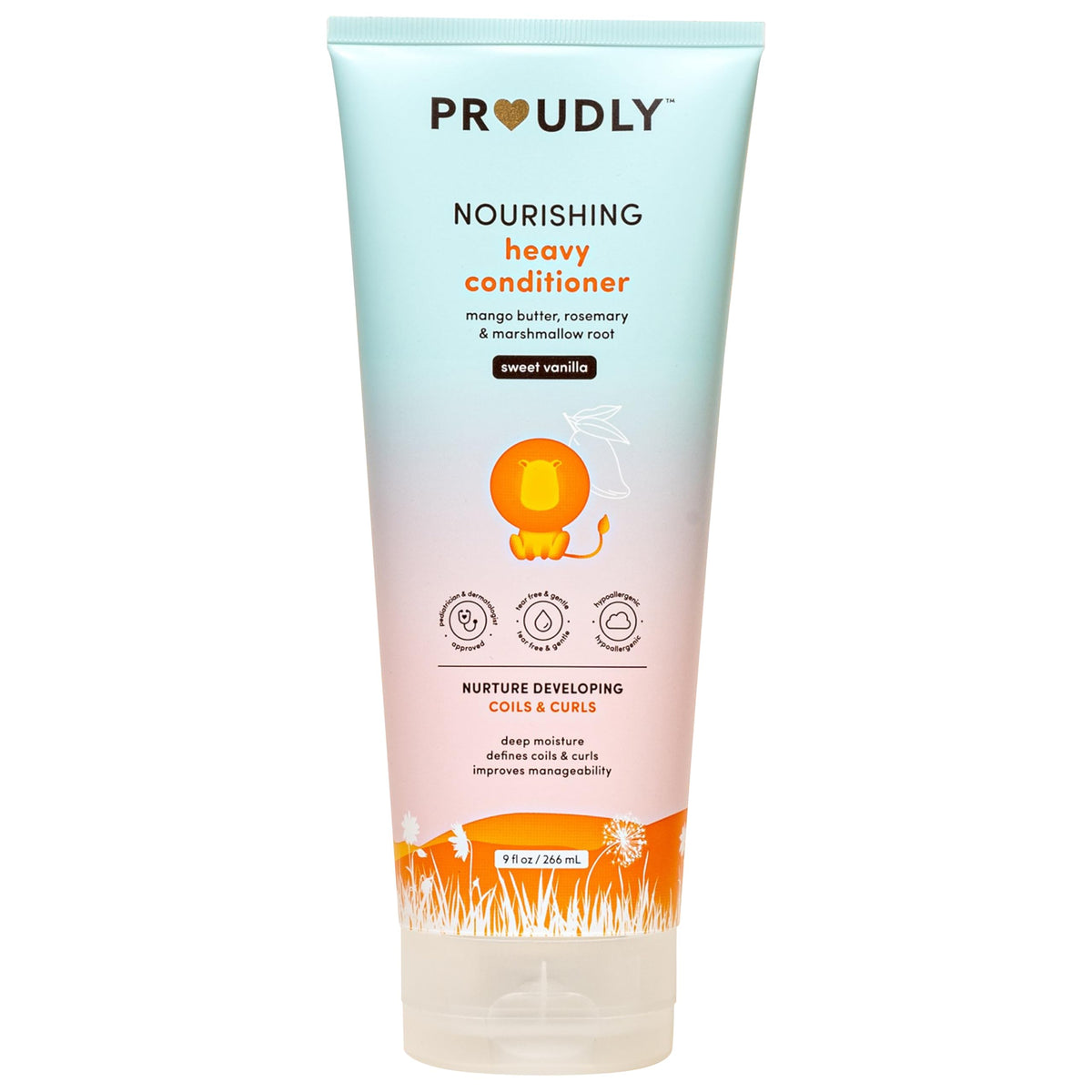 PROUDLY front packaging 9 oz bottle showing label and sweet vanilla benefit