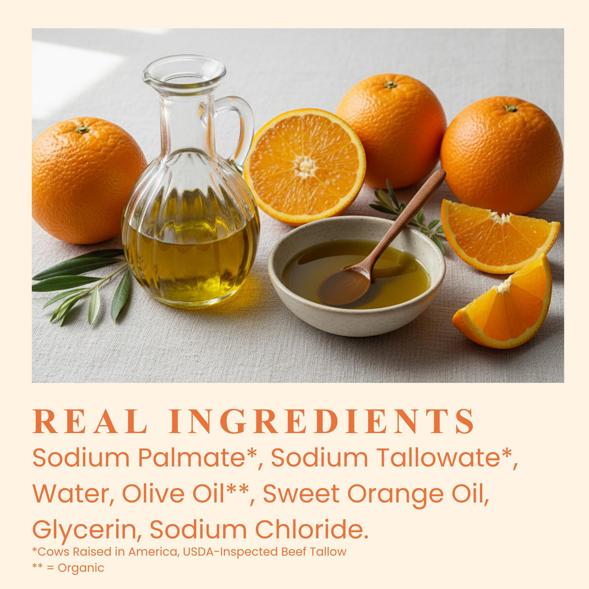 PROVENCE ESSENTIALS sweet orange and olive oil arrangement illustrating natural citrus scent and nourishment