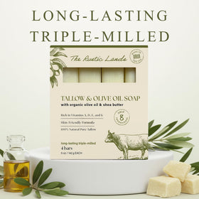 PROVENCE ESSENTIALS soap lathered in hand under water, demonstrating gentle cleansing and moisturization