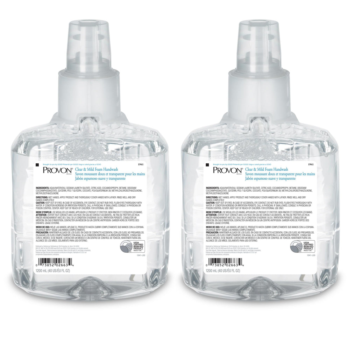 Provon front packaging showing dual 1200 mL refills and product labeling for easy stocking