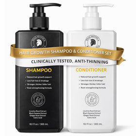 Psalmonica front packaging showing shampoo and conditioner set for fuller-looking hair