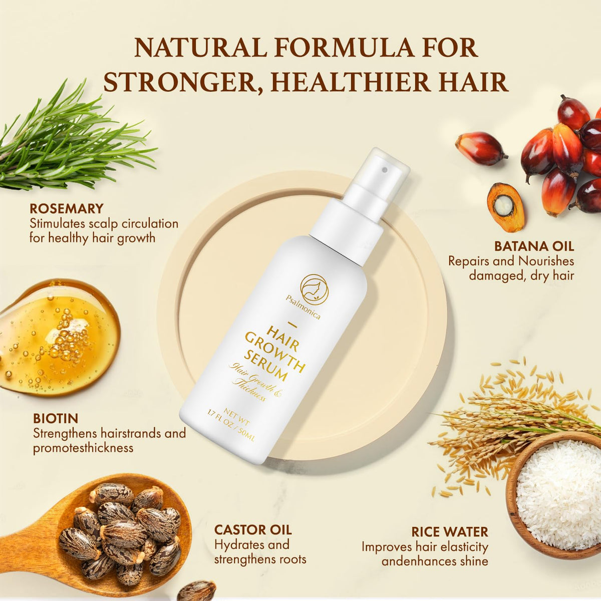 psalmonica ingredients rosemary batana castor close-up communicating nourishing botanical blend