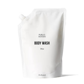 Public Goods front pouch showing product branding and sustainable refill benefit