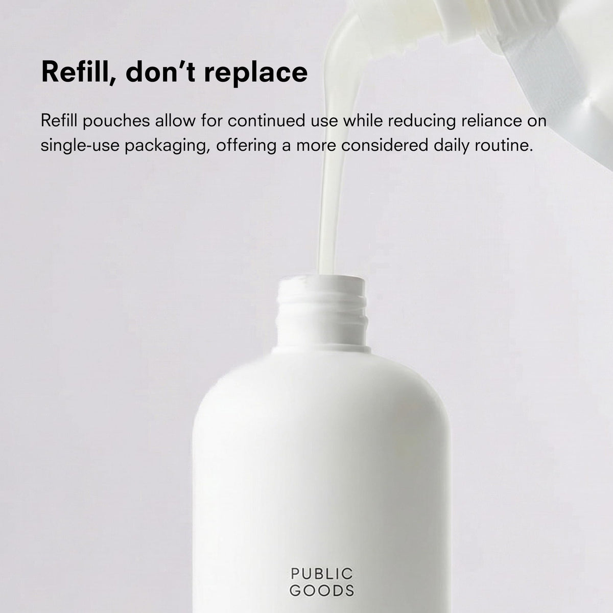 Public Goods bottles with recycled packaging demonstrating sustainable choice