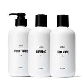 Public Goods front packaging showing three bottles and clear product benefits