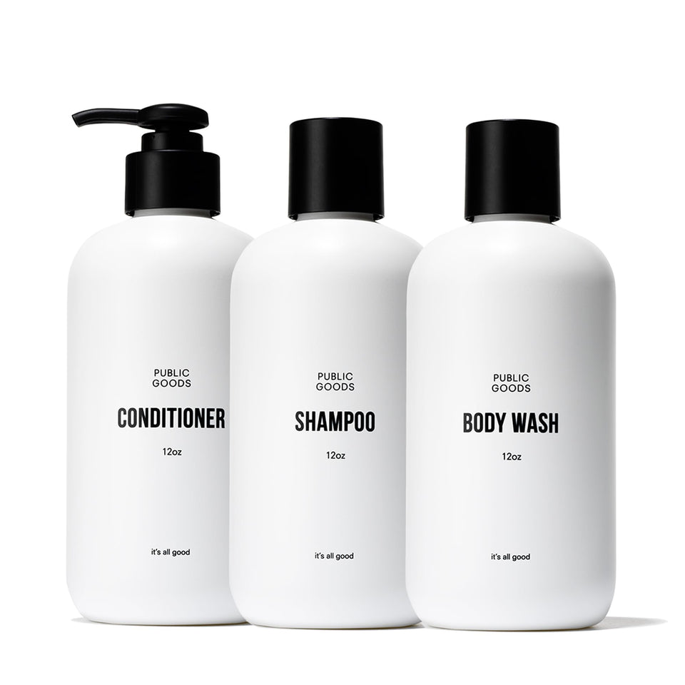 Public Goods front packaging showing three bottles and clear product benefits