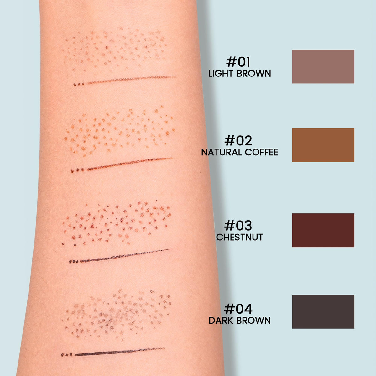 Pudaier freckle pen in use on face for speedy realistic sun-kissed accents
