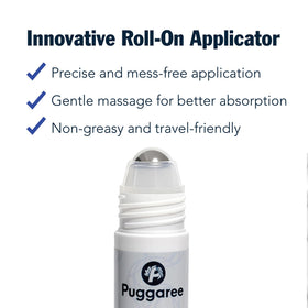 Puggaree serum droplet texture demonstrating lightweight, non-greasy formula absorption