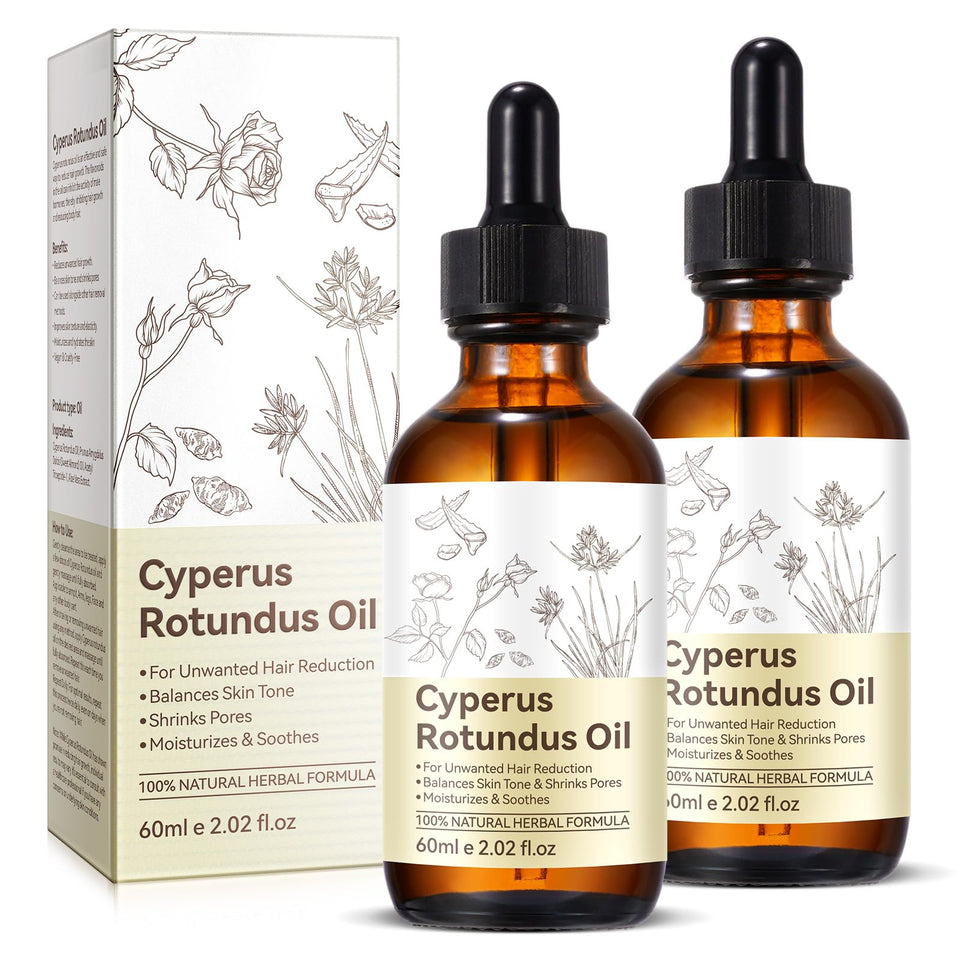 PULLING OIL front packaging showing two cyperus rotundus oil bottles for soothing skin