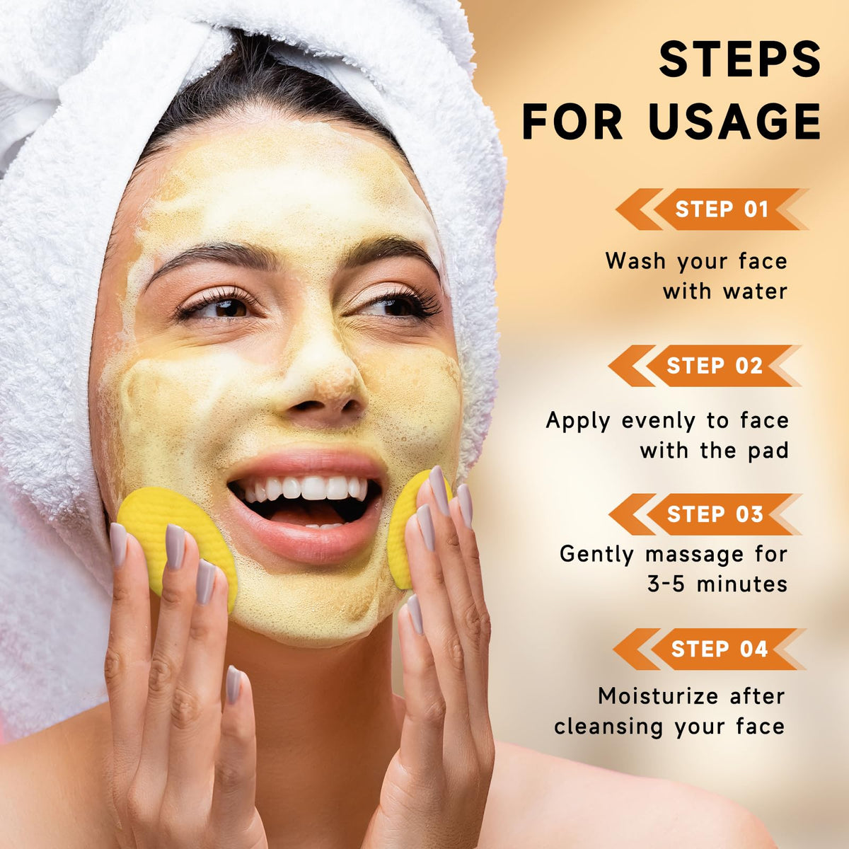 Pumkot pad in hand demonstrating one-step cleansing and convenient application