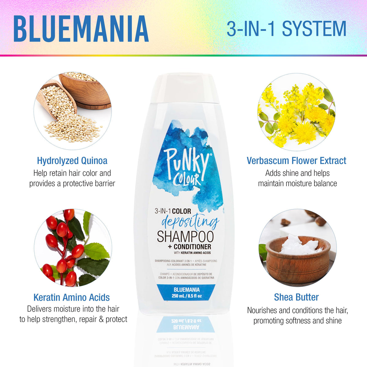 Punky Bluemania application in gloved hands demonstrating easy one-step color deposit and gentle cleanse