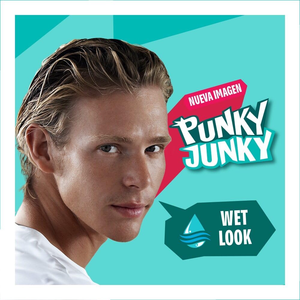 Punky Junky being applied to hair illustrating wet-look styling benefit