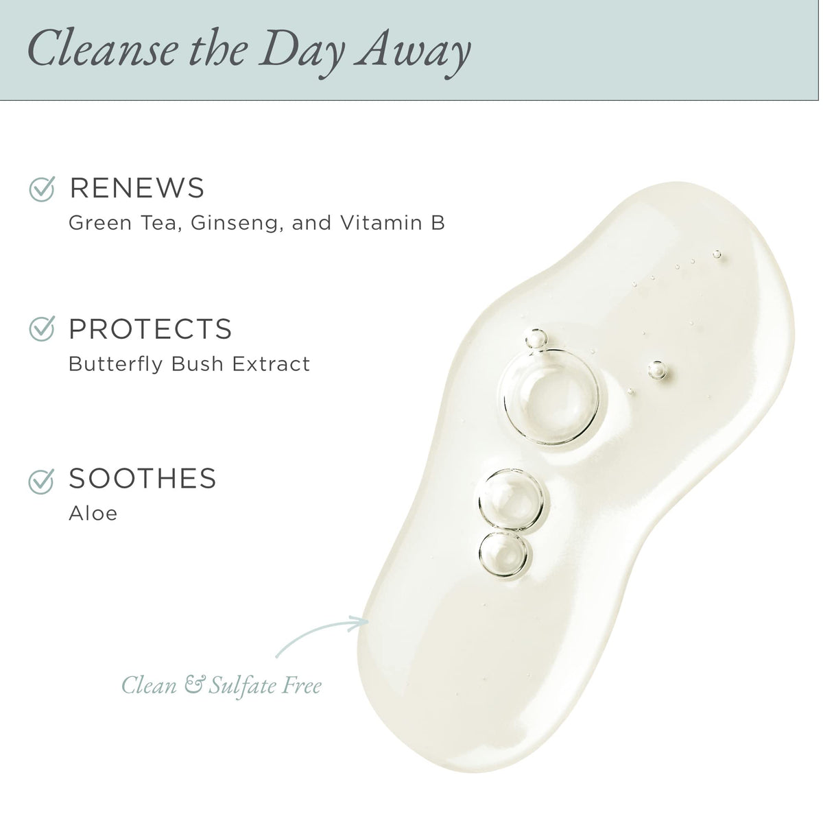 PÜR MINERALS clear gel texture close-up highlighting gentle foam benefit