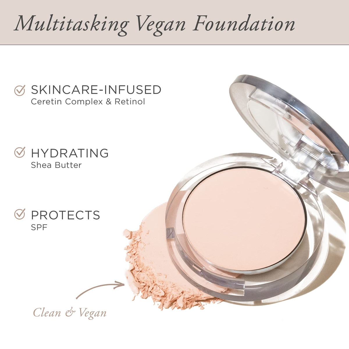 PÜR MINERALS powder close-up texture highlighting fine-milled formula for blendability