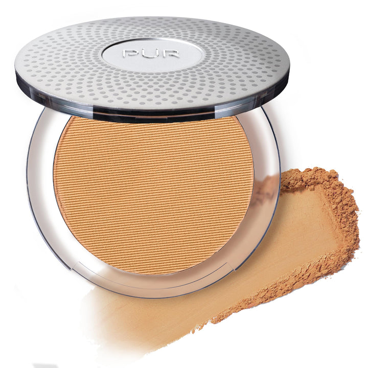 PÜR MINERALS compact front packaging showing shade and sleek case for easy travel