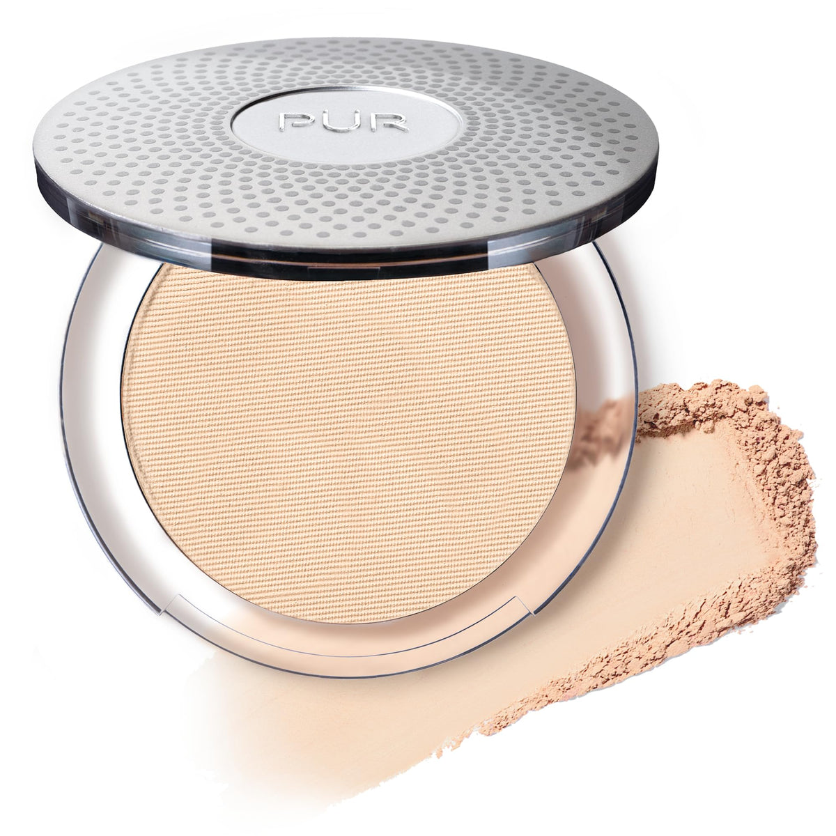 PÜR MINERALS compact front view showing sleek packaging and portability benefit