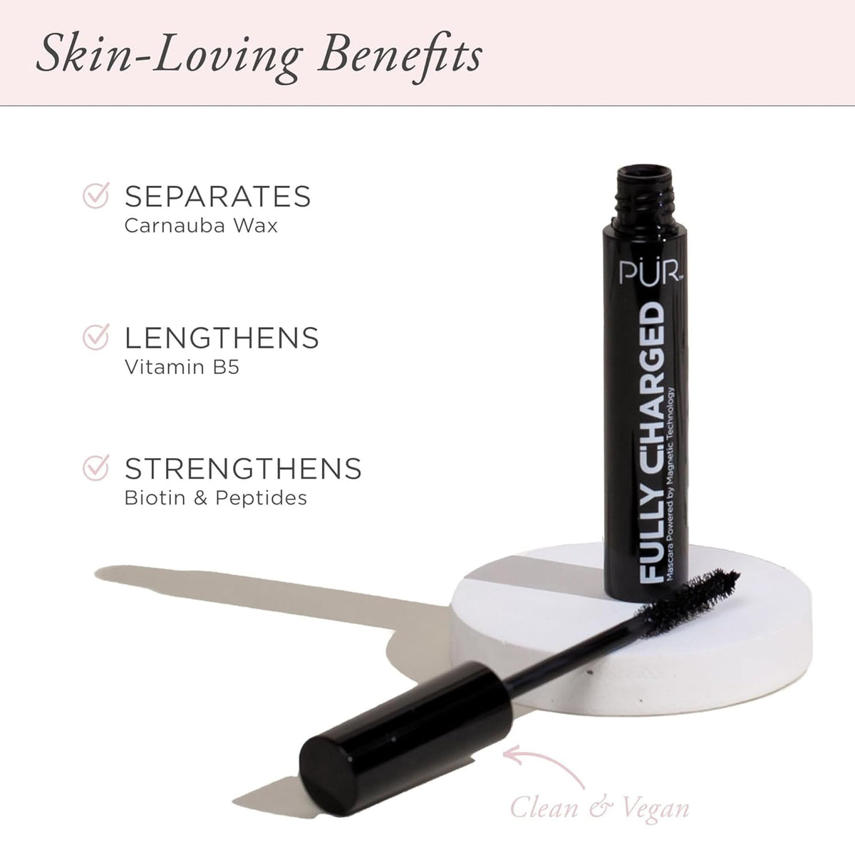 PÜR MINERALS mascara texture swipe showing smooth, buildable formula