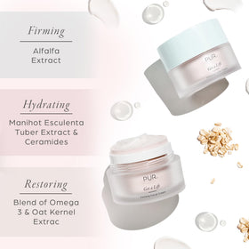 PÜR MINERALS ingredient focus with ceramides visual highlighting barrier-support benefits