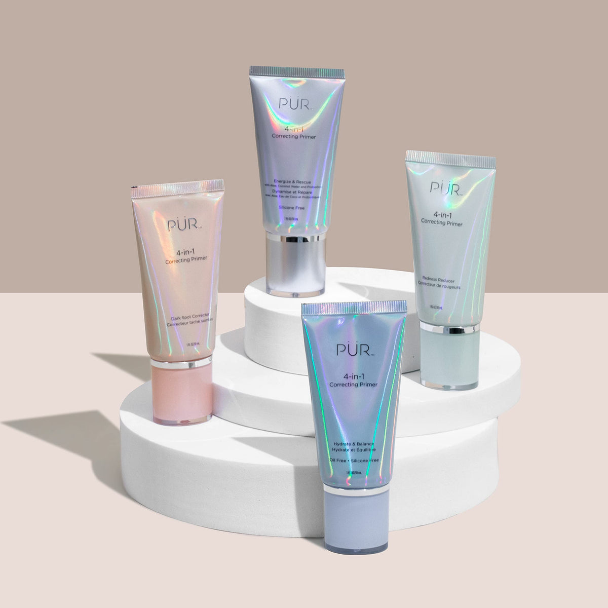 PÜR MINERALS applied to model's cheek showcasing natural, even base